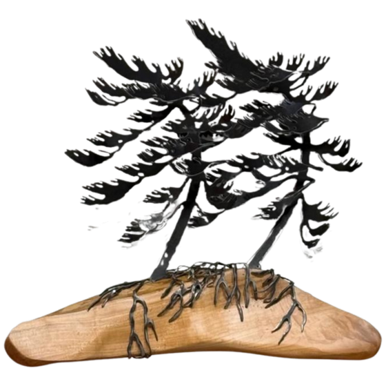2 Trees Wood & Metal Wall Sculpture - Cathy Mark