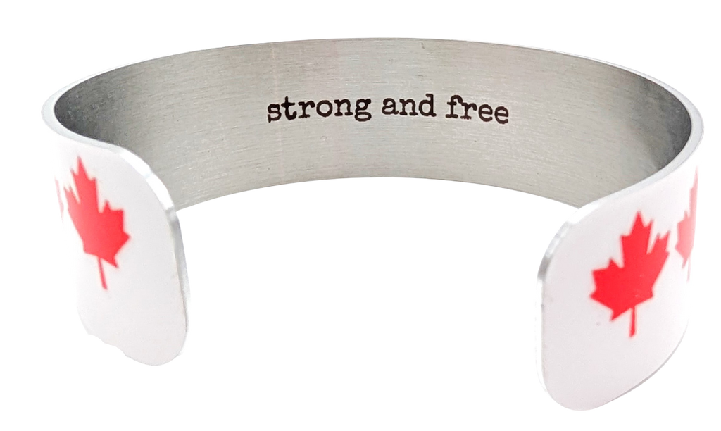 Maple Leaves Strong & Free Cuff Bracelet