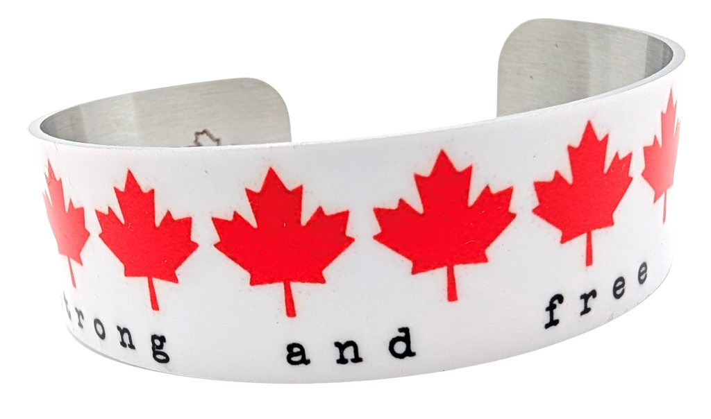 Maple Leaves Strong & Free Cuff Bracelet