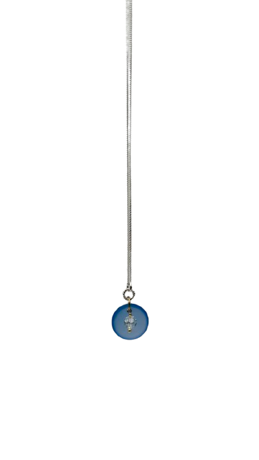 Blue Sea Glass Round Pendant