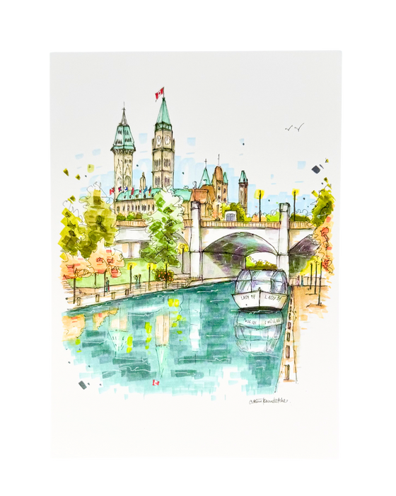 Rideau Canal and Parliament Building Sketch