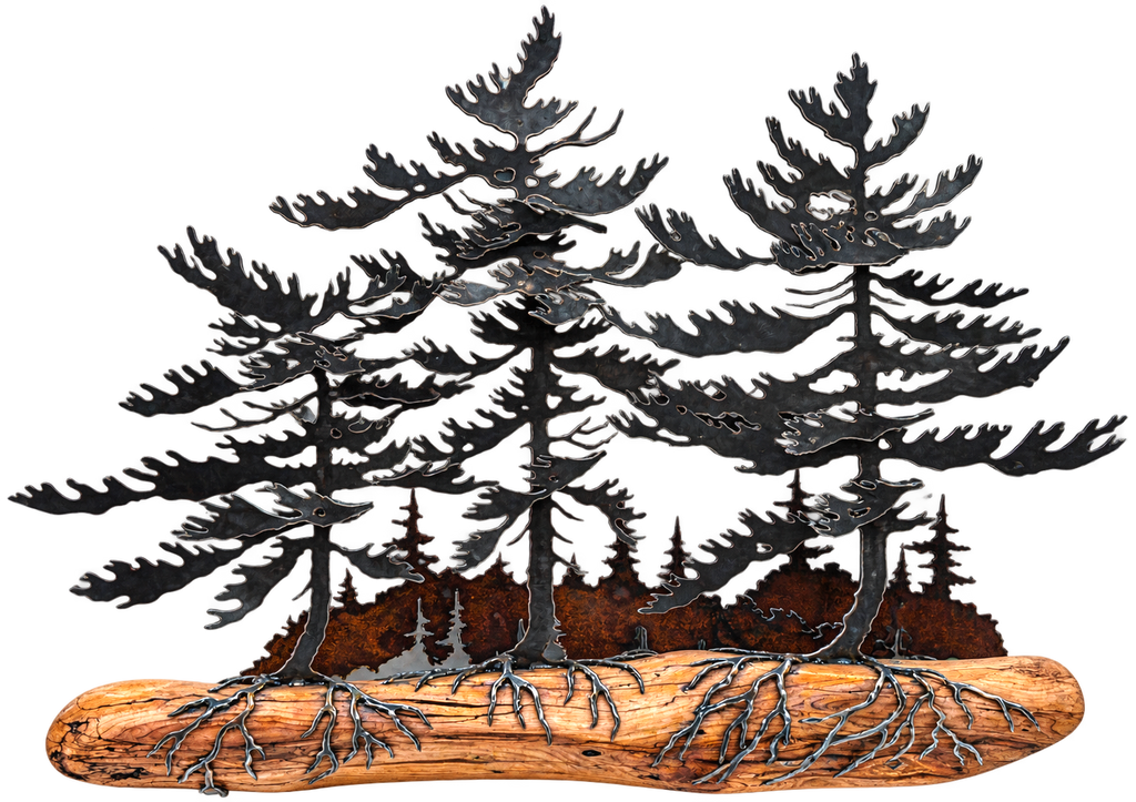 3 Trees Wood & Metal Wall Sculpture - Cathy Mark