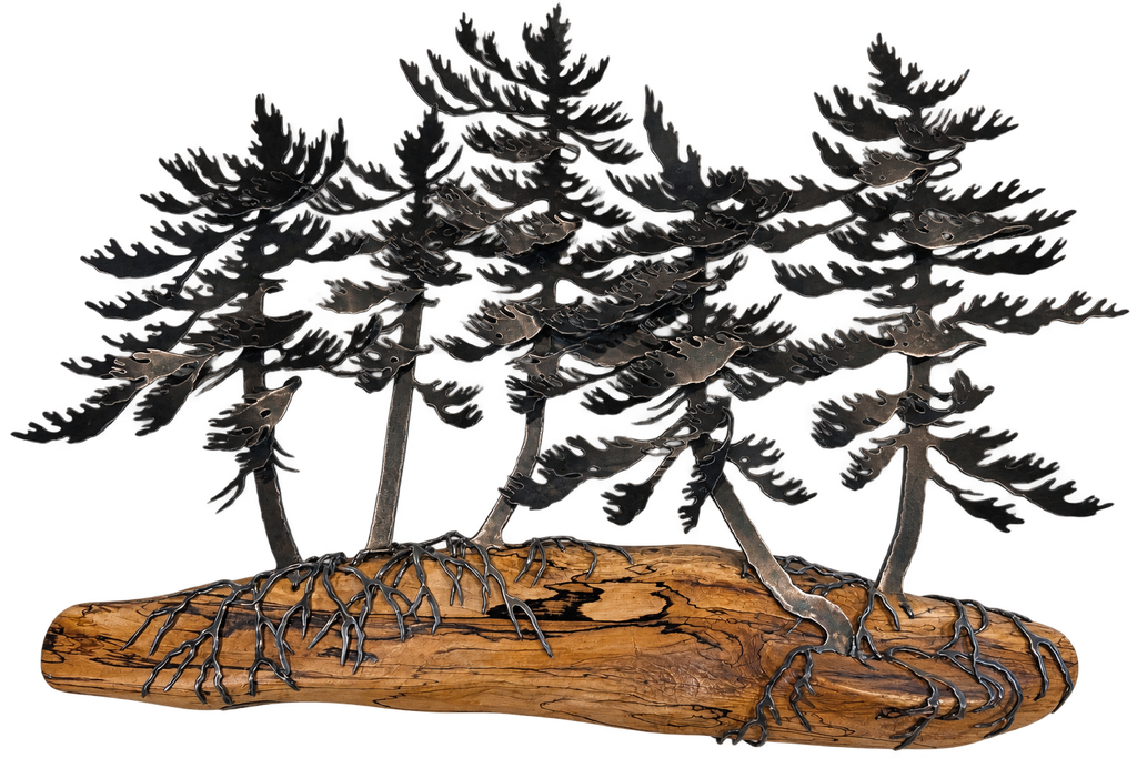 5 Trees Wood & Metal Wall Sculpture - Cathy Mark