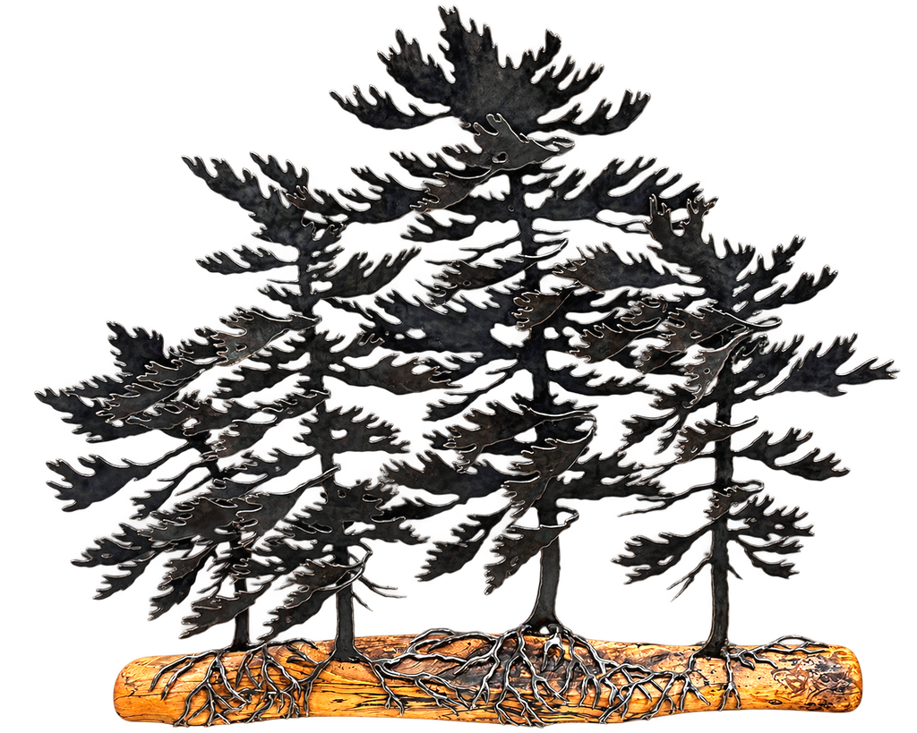4 Trees Wood & Metal Wall Sculpture - Cathy Mark