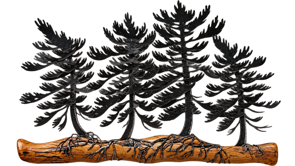 4 Trees Wood & Metal Wall Sculpture - Cathy Mark