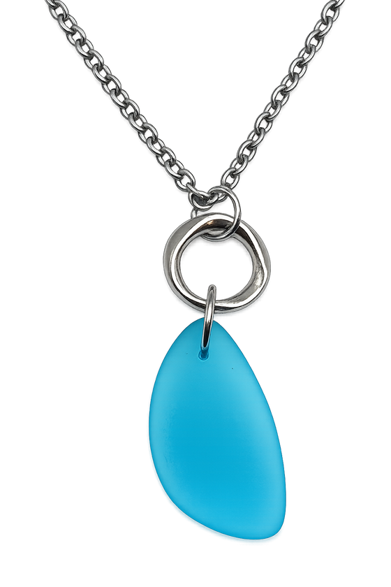 Cultured Sea Glass Necklace Blue