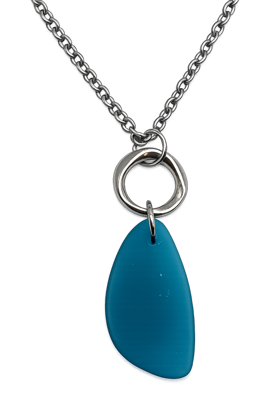 Cultured Sea Glass Necklace Navy