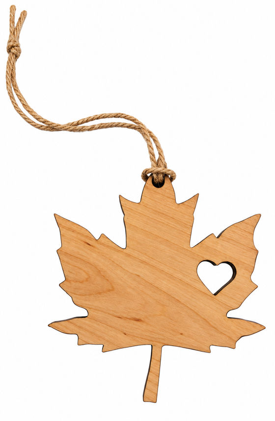 Maple Leaf Ornament With Heart Cutout Maple