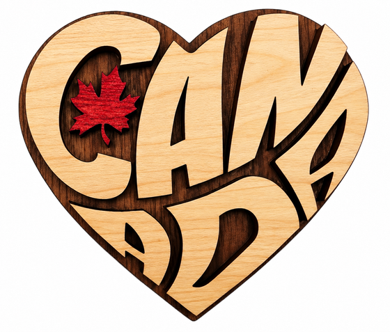 Heart Shaped Canada Wooden Magnet