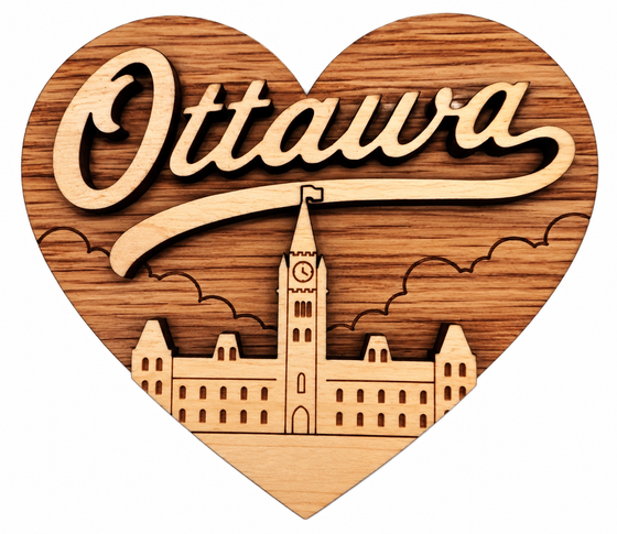 Heart Shaped Ottawa Wooden Magnet