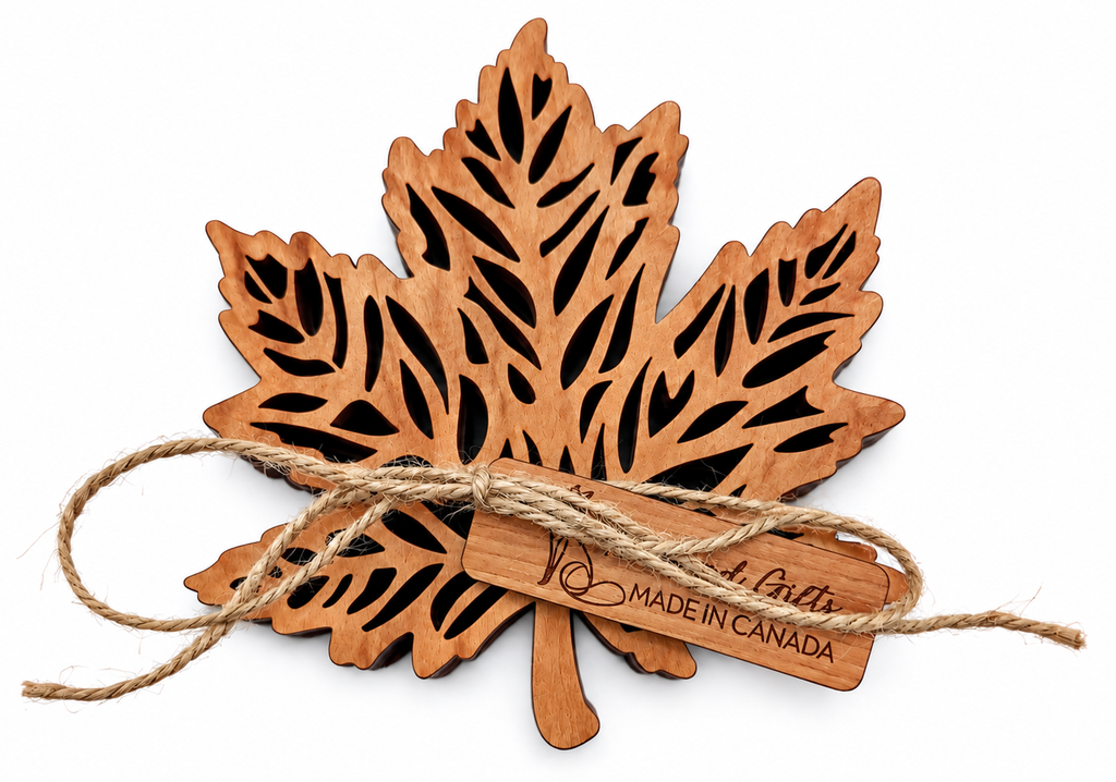 Maple Leaf Shaped Coaster Set Cherry
