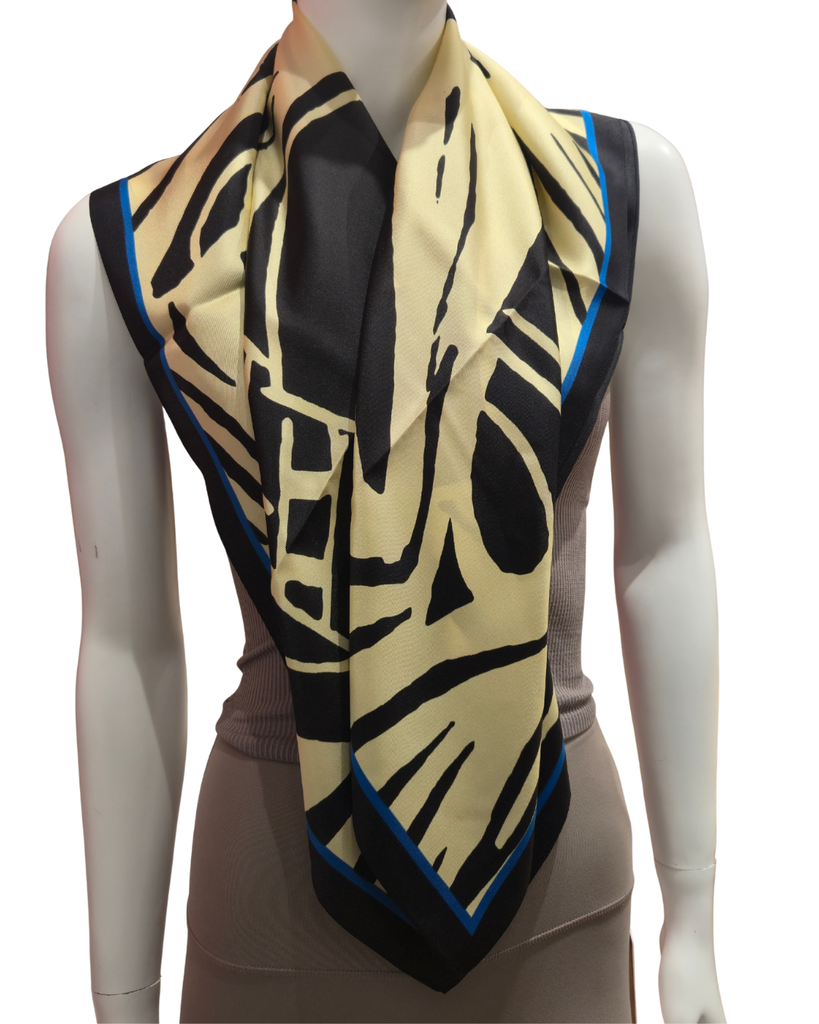 Inuit Silk Scarf - "Cheering him to blossom" (Black)