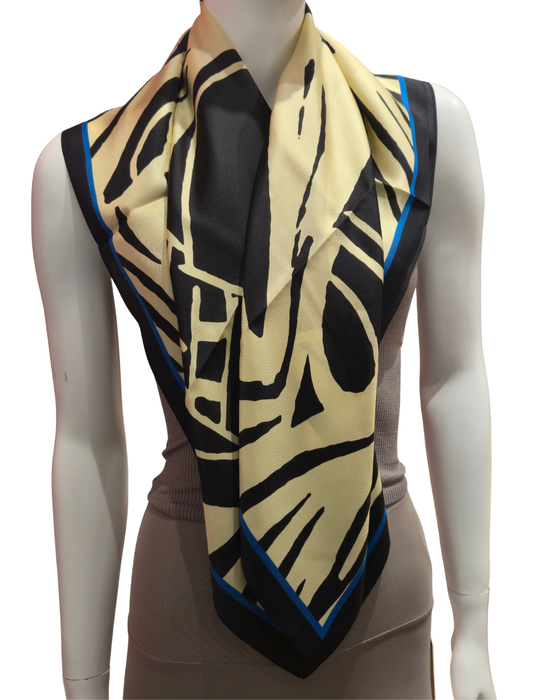 Inuit Silk Scarf - "Cheering him to blossom" (Black)