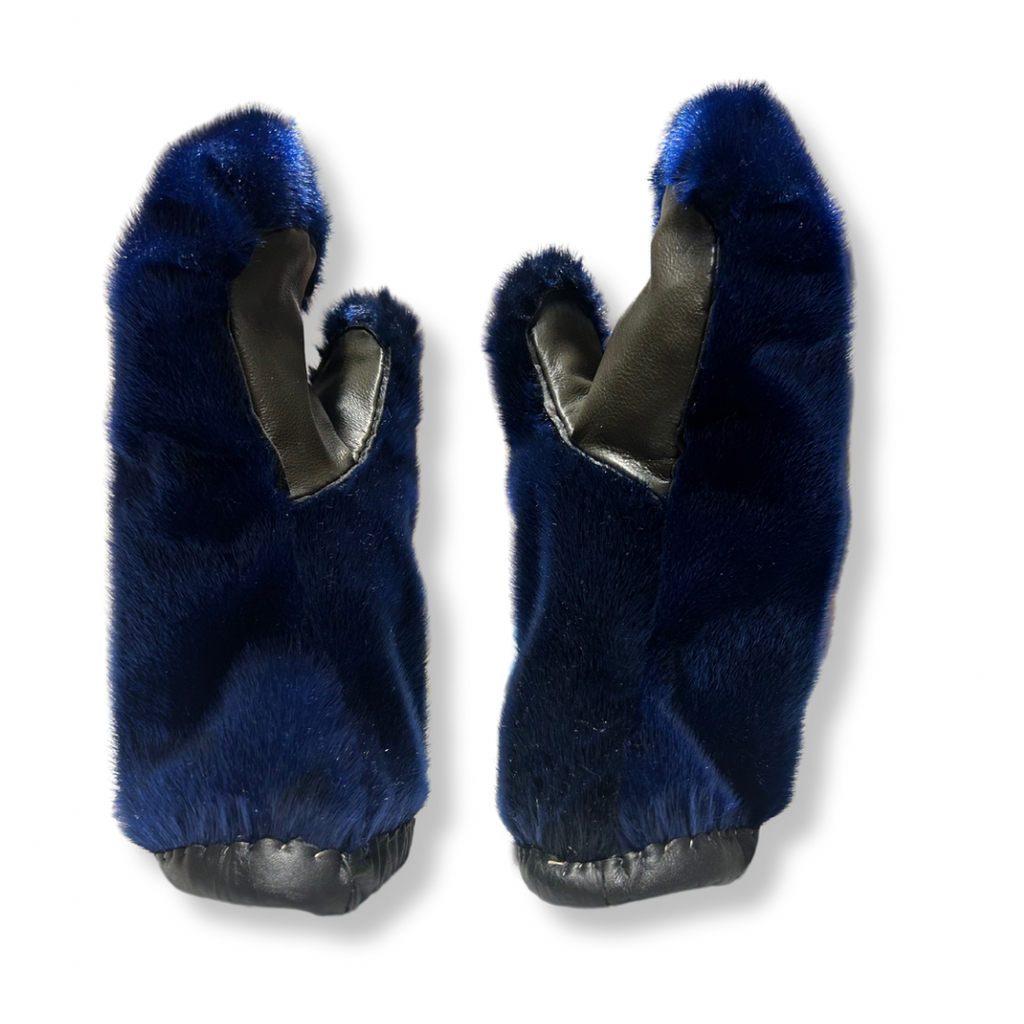 Men’s Large Navy Blue Sealskin Mittens - Sanija Padluq