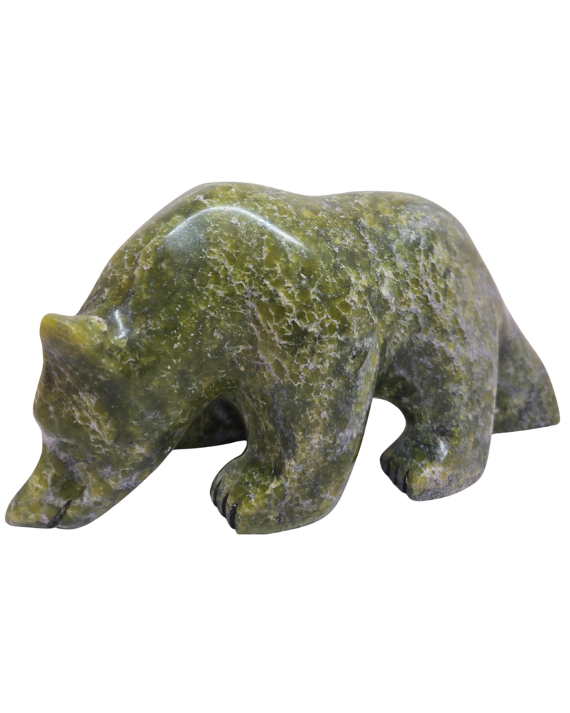 A green marbled soapstone bear.
