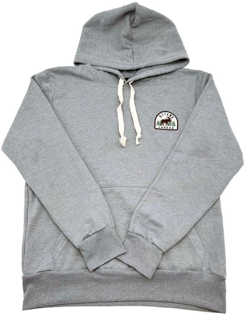Ottawa Canada Grey Hoodie Moose Crest - Main Image