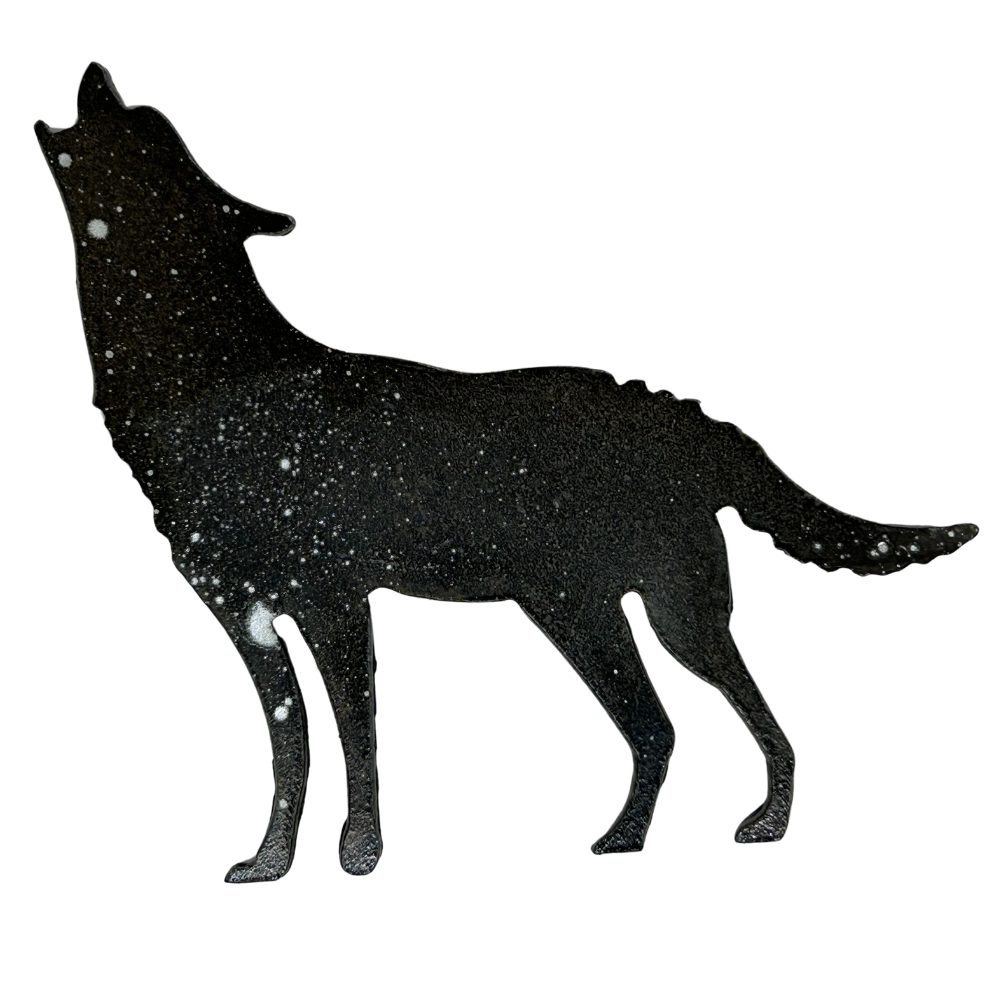 Handpainted Metal Howling Wolf Magnet