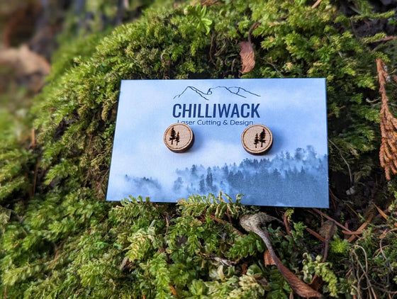 Wooden Trees Stud Earrings