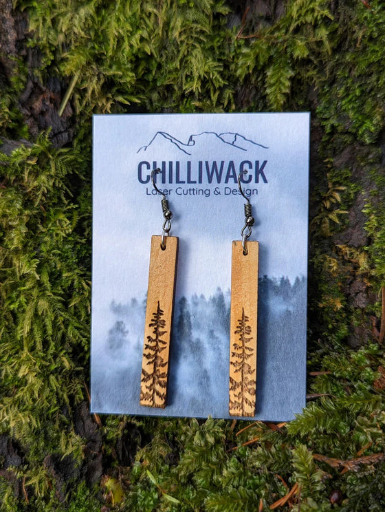 Wooden Tree Earrings