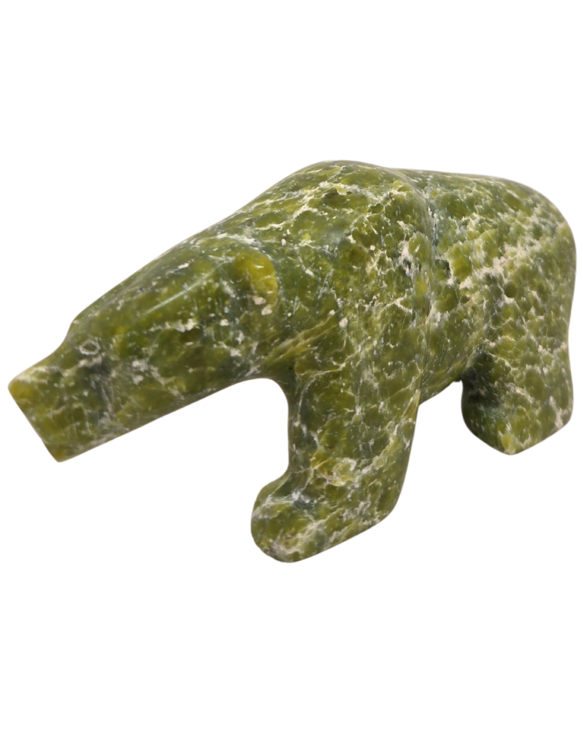 A green marbled soapstone bear.