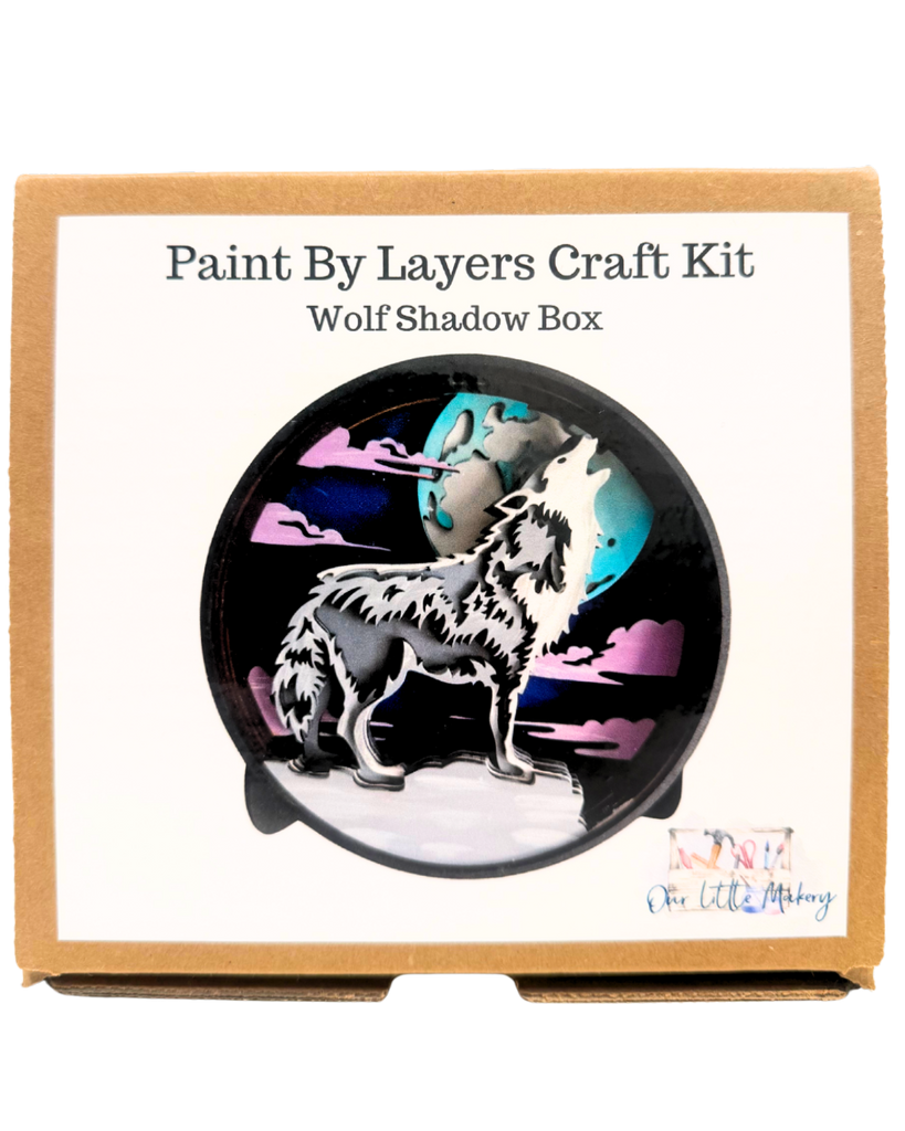 Paint By Layers Craft Kit- Wolf Shadow Box