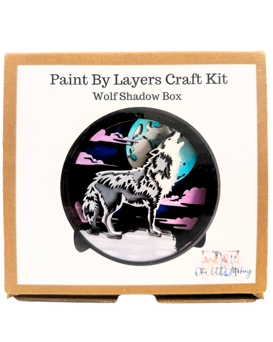 Paint By Layers Craft Kit- Wolf Shadow Box