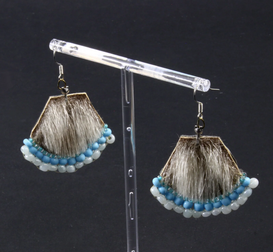 Beaded Sealskin Earrings - Ida Kadjulik