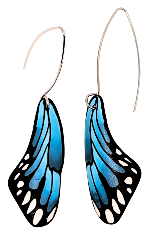 Butterfly Wing Earrings - Large Blue Morpho