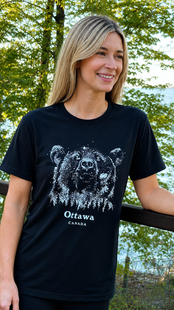 Ottawa Canada Sky Bear T-Shirt - Black