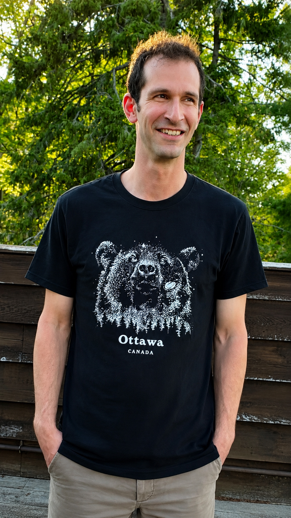 Ottawa Canada Sky Bear T-Shirt - Black