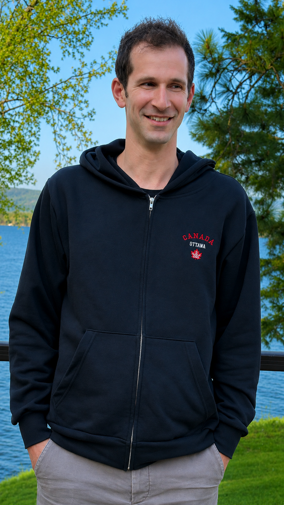 Ottawa Canada Zip-Up Hoodie - Black