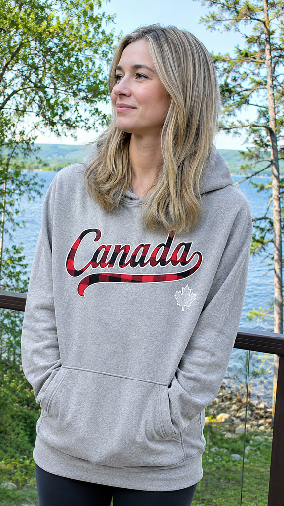 Canada Hoodie - Grey Plaid