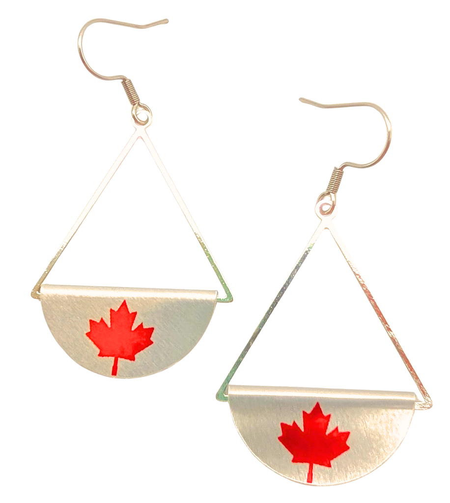 Dangle Silver and Red Earrings