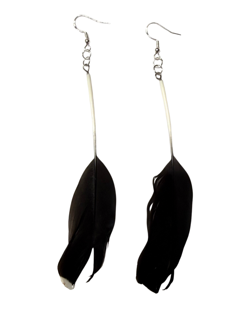 Ptarmigan Feather Earrings - Black