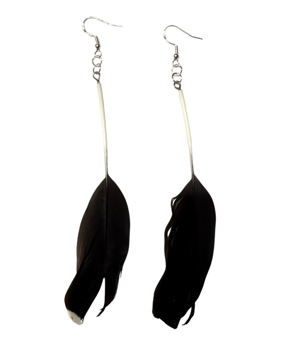 Ptarmigan Feather Earrings - Black