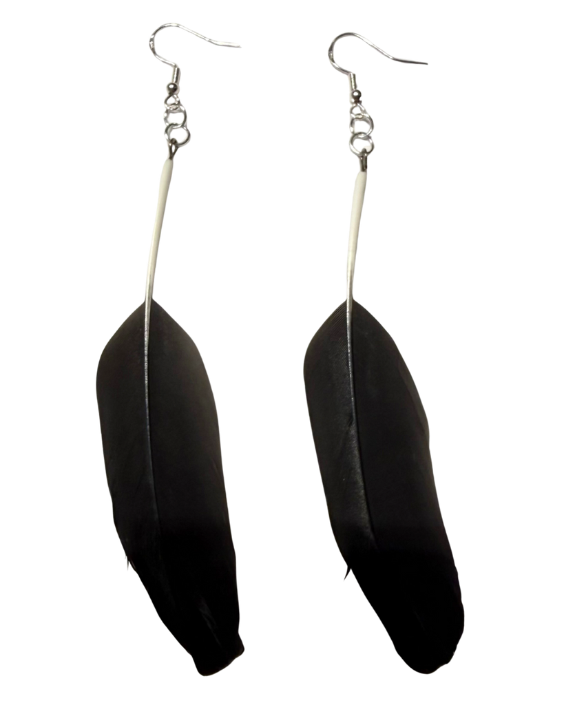 Ptarmigan Feather Earrings - Black
