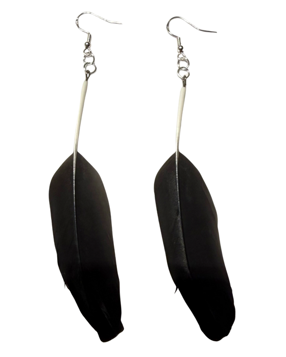 Ptarmigan Feather Earrings - Black