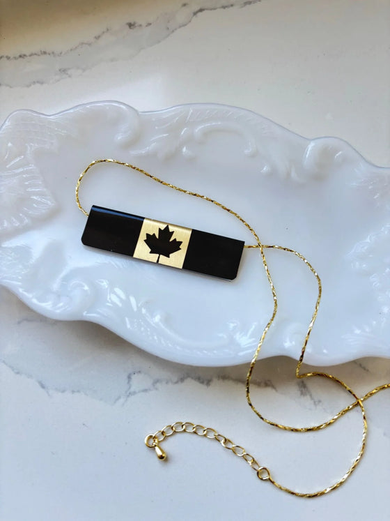 Reversible Black Flag Bar Necklace