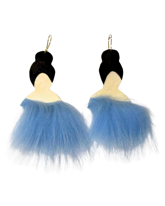 Silhouette Fox Fur & Sealskin Earrings