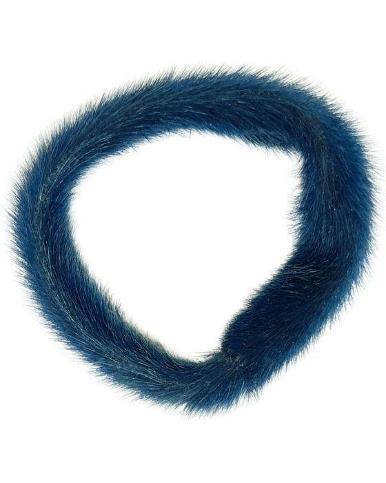 Women's bracelet made of blue sealskin fur and leather to fit a medium adult wrist.