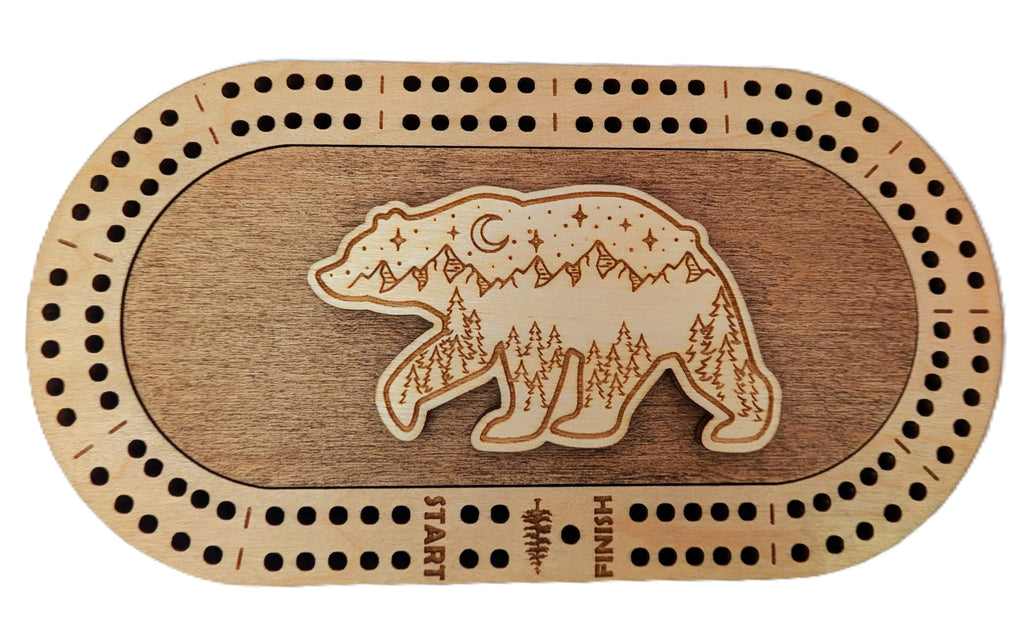 Travel Size Bear Cribbage Board