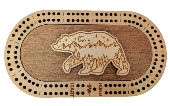 Travel Size Bear Cribbage Board