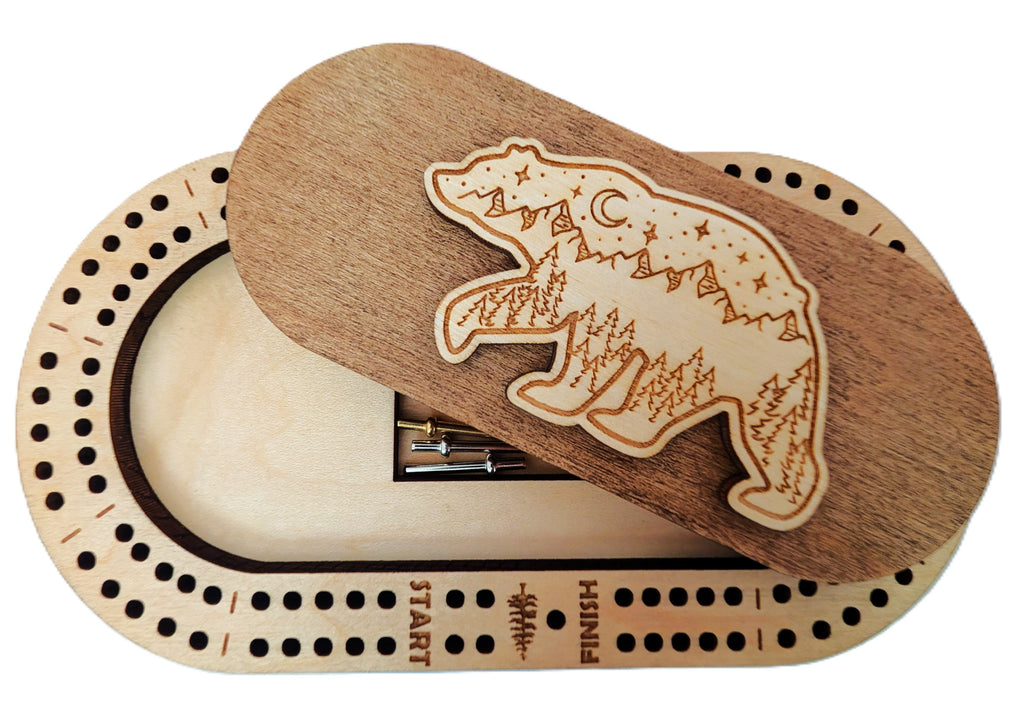 Travel Size Bear Cribbage Board