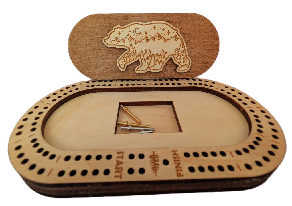 Travel Size Bear Cribbage Board