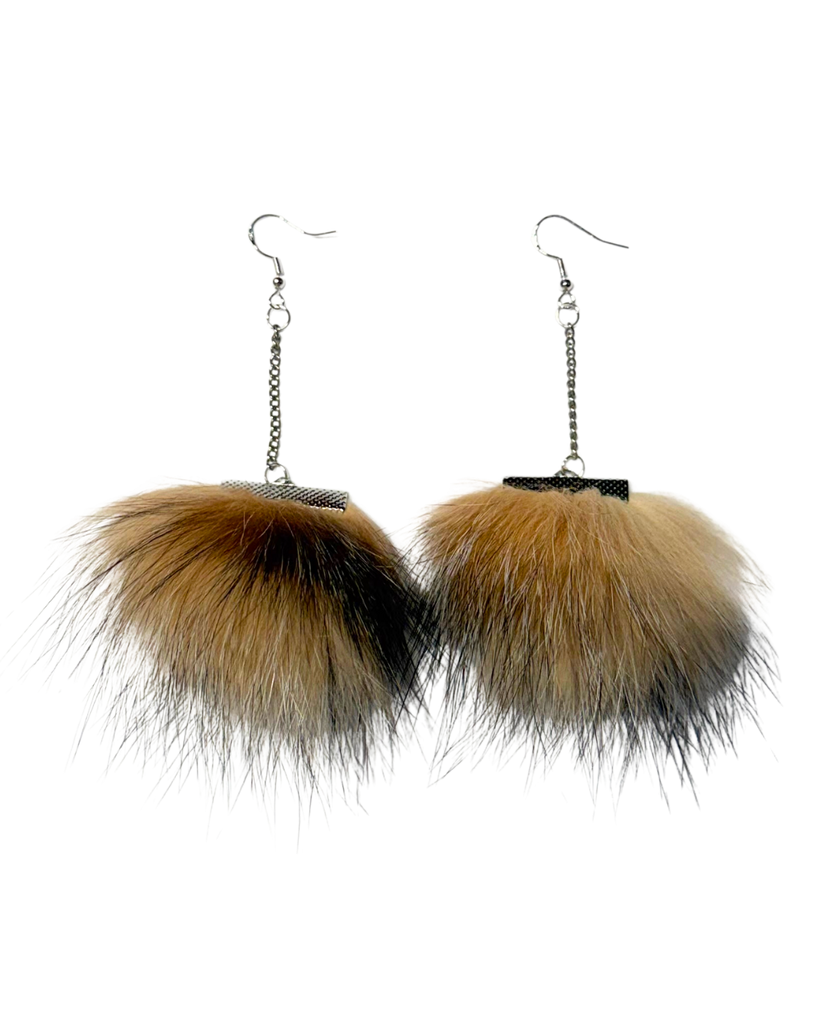 Fox Fur Earrings - Natural