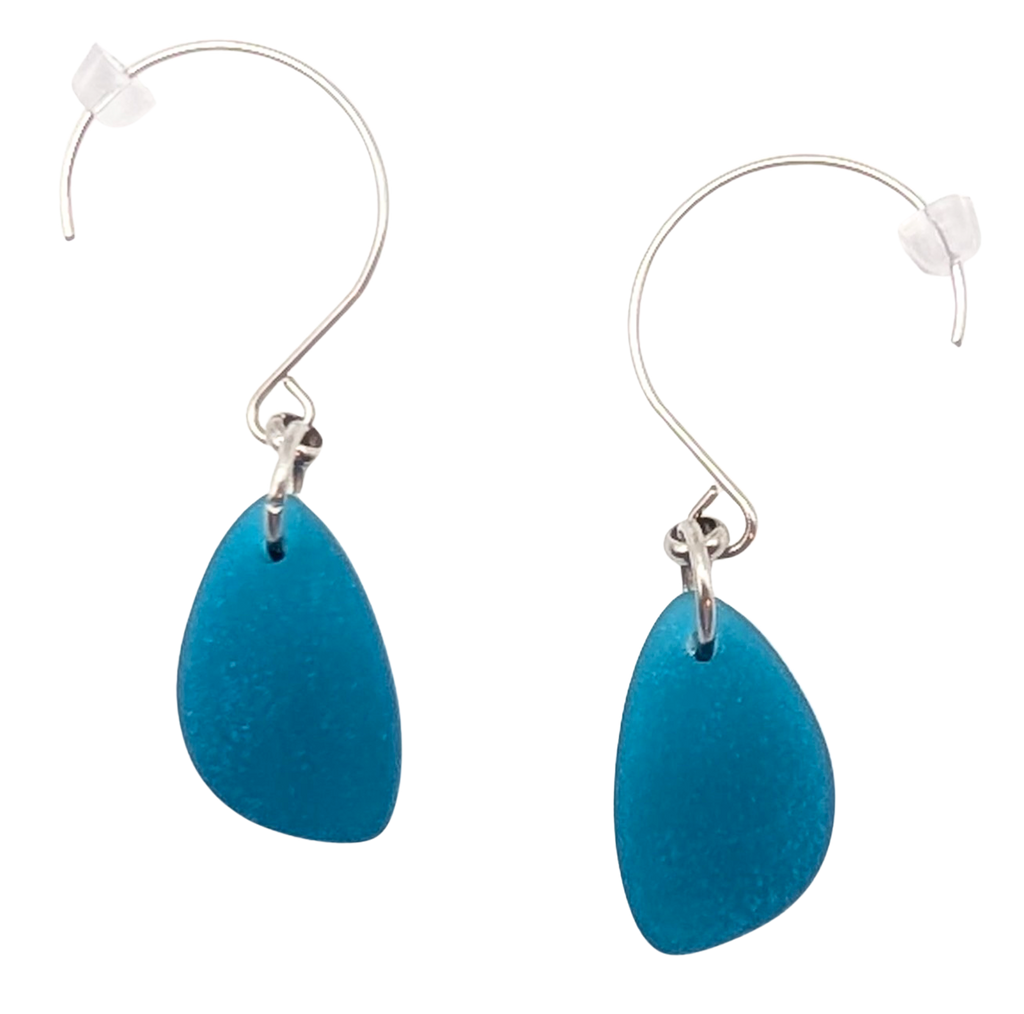 Cultured Sea Glass Earrings Navy