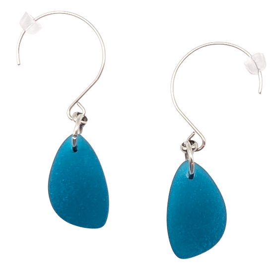 Cultured Sea Glass Earrings Navy