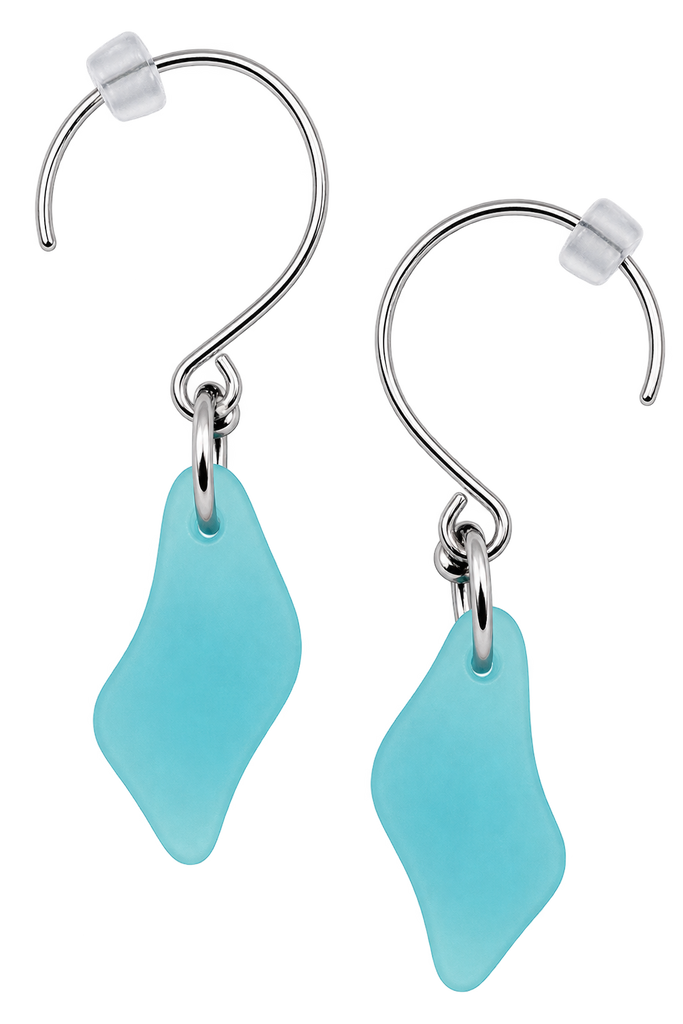Cultured Sea Glass Earrings Light Blue