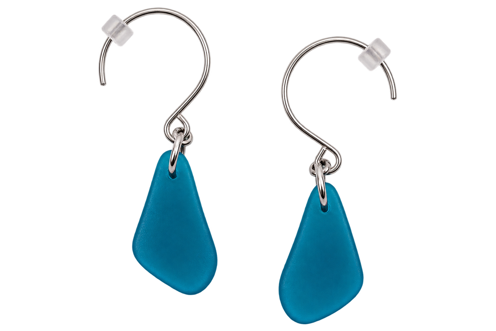 Cultured Sea Glass Earrings Navy
