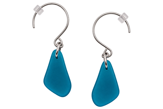 Cultured Sea Glass Earrings Navy